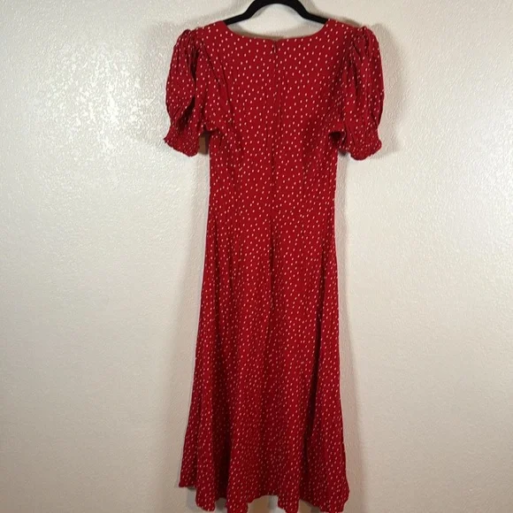 Reformation Red Lacey Ditty Polka Dot Midi to Maxi Milkmaid Dress Size 4 NWT - Picture 5 of 9